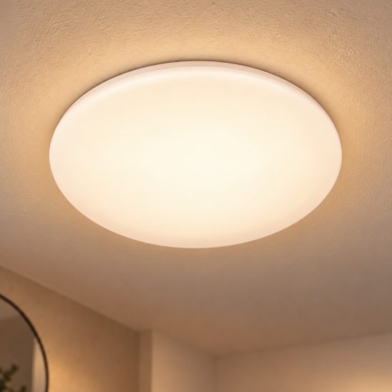 Plafoniera rotonda per bagno moderna bianco opalino led 24w cct 3000k 4000k 6500k ip44