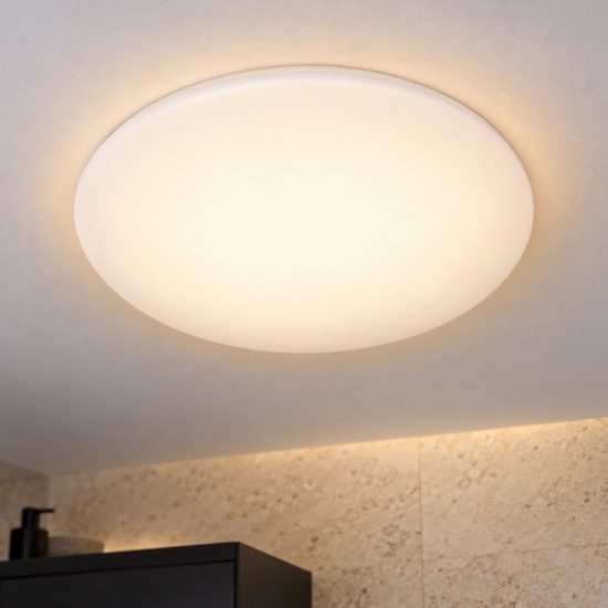 Plafoniera rotonda per bagno moderna bianco opalino led 36w cct 3000k 4000k 6500k ip44