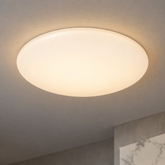Plafoniera rotonda per bagno moderna bianco opalino led 45w cct 3000k 4000k 6500k ip44
