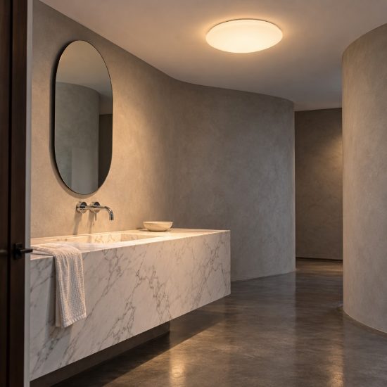 Plafoniera rotonda per bagno moderna bianco opalino led 45w cct 3000k 4000k 6500k ip44