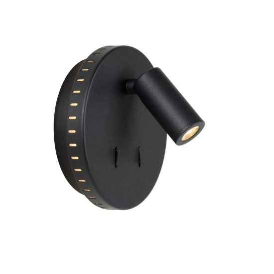 Applique per comodino camera da letto rotonda moderna nero led 9w 3000k