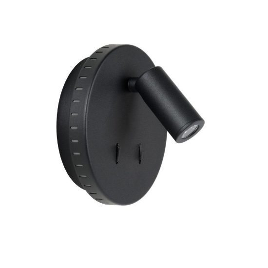 Applique per comodino camera da letto rotonda moderna nero led 9w 3000k