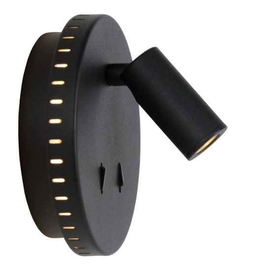 Applique per comodino camera da letto rotonda moderna nero led 9w 3000k