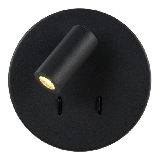 Applique per comodino camera da letto rotonda moderna nero led 9w 3000k