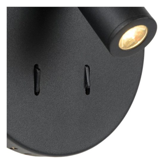 Applique per comodino camera da letto rotonda moderna nero led 9w 3000k