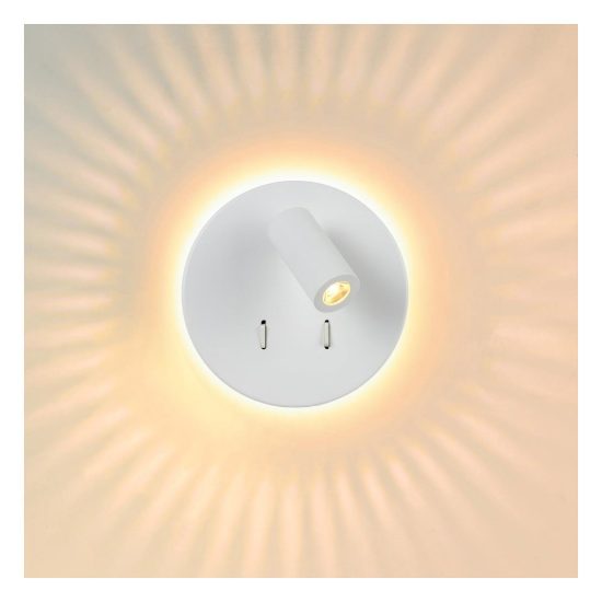 Applique per comodino camera da letto rotonda moderna bianco led 9w 3000k