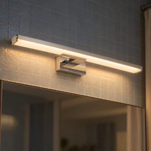 Applique lineare per bagno moderna cromo satinato opalino led 11w 3000k ip44