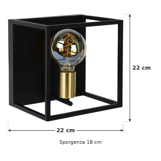 Applique quadrata per soggiorno contemporanea nero oro