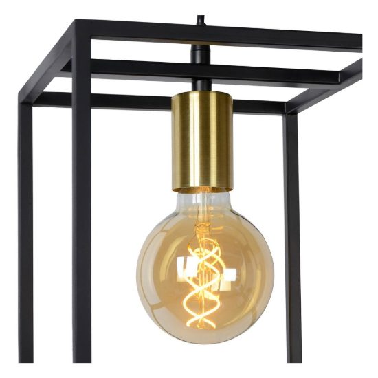 Lampadario a sospensione quadrato per soggiorno contemporaneo nero oro