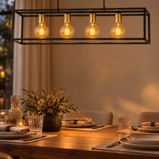 Lampadario a barra lineare per soggiorno contemporaneo nero oro