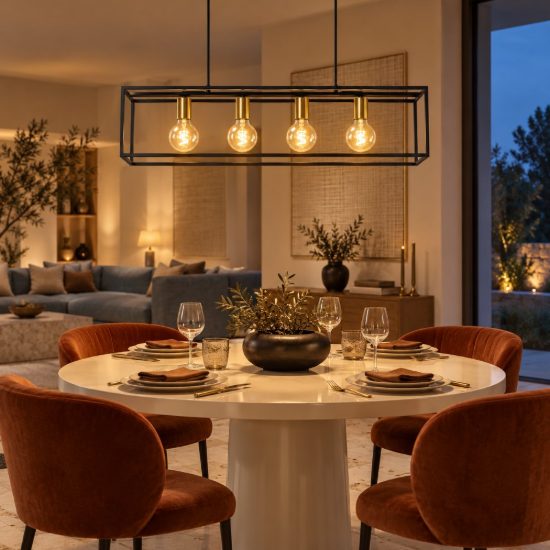 Lampadario a barra lineare per soggiorno contemporaneo nero oro