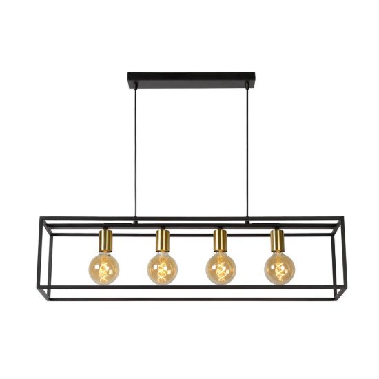 Lampadario a barra lineare per soggiorno contemporaneo nero oro