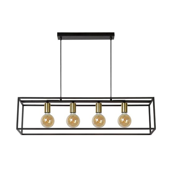 Lampadario a barra lineare per soggiorno contemporaneo nero oro