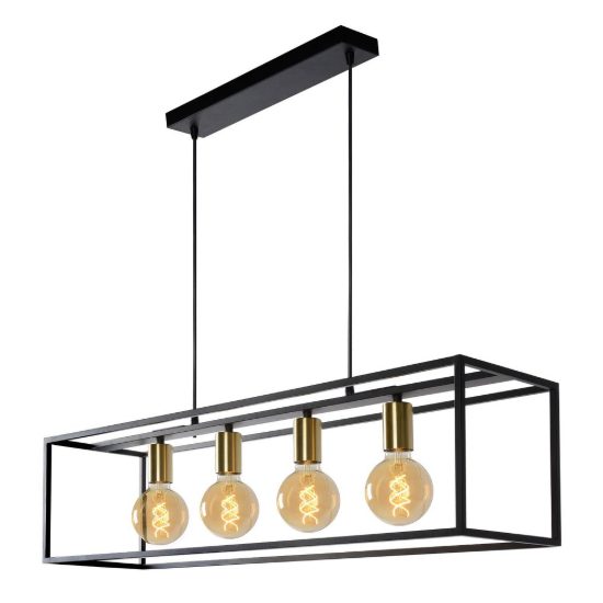 Lampadario a barra lineare per soggiorno contemporaneo nero oro