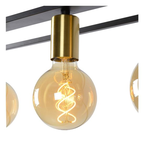 Lampadario a barra lineare per soggiorno contemporaneo nero oro