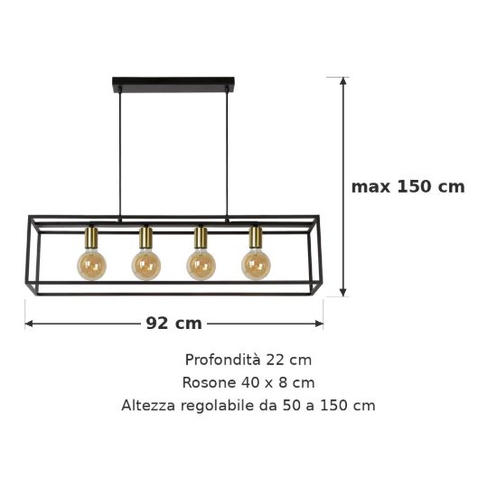 Lampadario a barra lineare per soggiorno contemporaneo nero oro