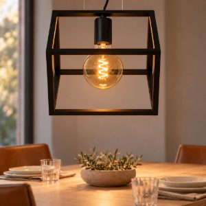 Lampadario a sospensione rettangolare per soggiorno moderno nero