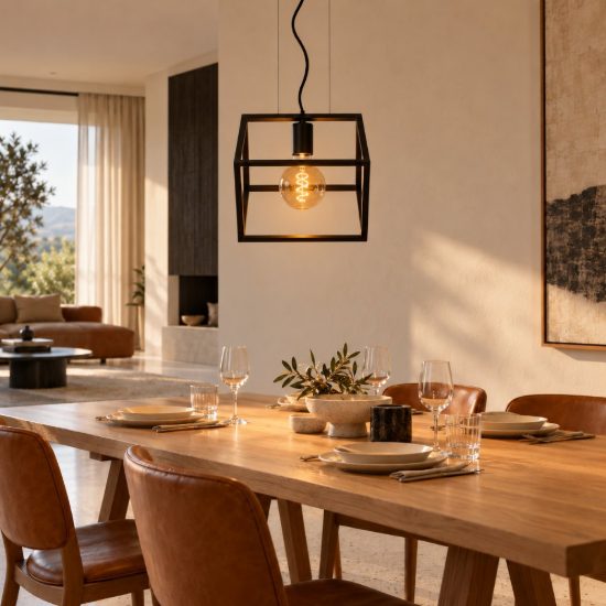 Lampadario a sospensione rettangolare per soggiorno moderno nero