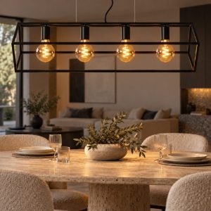 Lampadario a barra lineare per soggiorno moderno nero