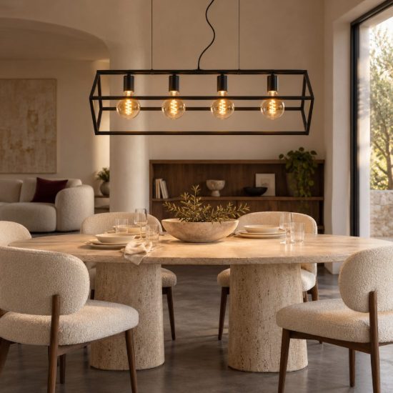 Lampadario a barra lineare per soggiorno moderno nero