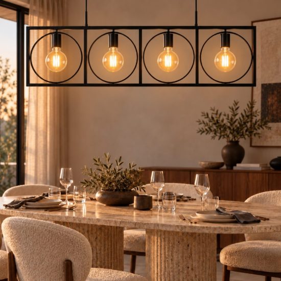 Lampadario a barra lineare per sala da pranzo moderno nero