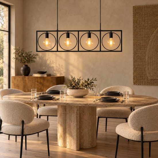 Lampadario a barra lineare per sala da pranzo moderno nero