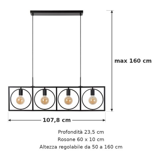 Lampadario a barra lineare per sala da pranzo moderno nero