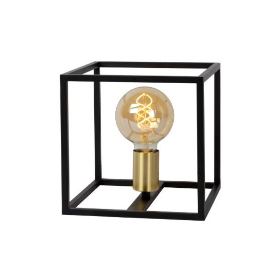 Abat-jour quadrato per comodino contemporaneo nero oro