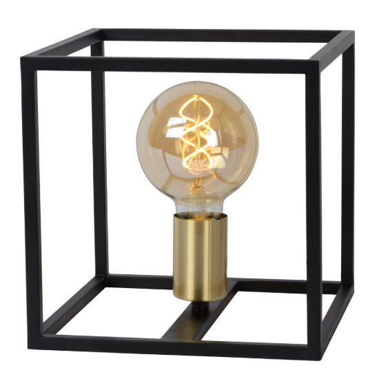 Abat-jour quadrato per comodino contemporaneo nero oro