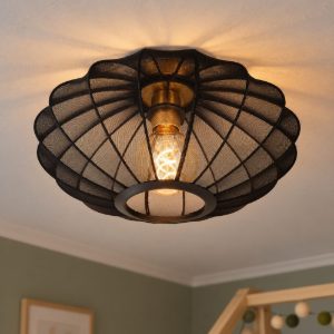 Plafoniera rotonda contemporanea nero oro