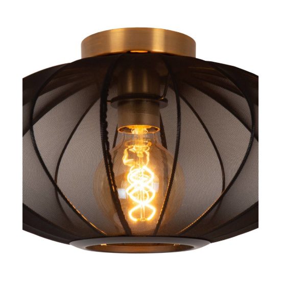 Plafoniera rotonda contemporanea nero oro