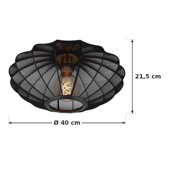 Plafoniera rotonda contemporanea nero oro