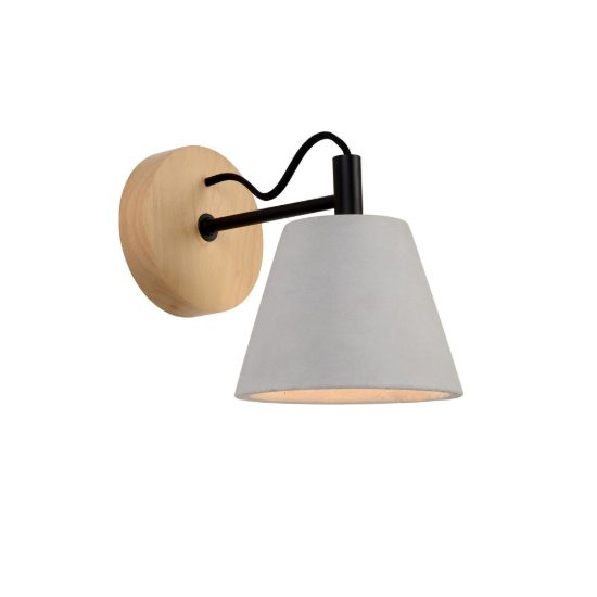 Applique conica per salotto moderna grigio effetto legno scuro