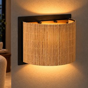 Applique curva per soggiorno moderna naturale nero