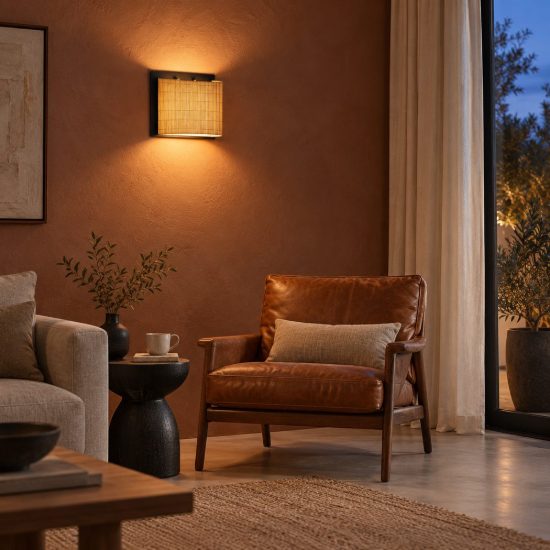 Applique curva per soggiorno moderna naturale nero