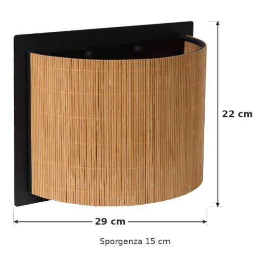 Applique curva per soggiorno moderna naturale nero