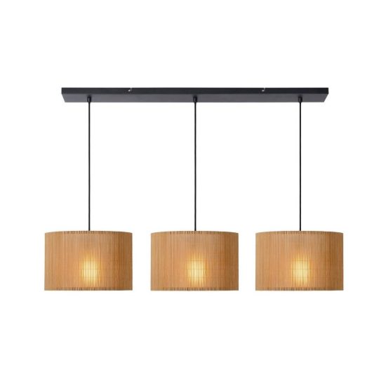 Lampadario a sospensione con 3 pendenti per soggiorno moderno naturale nero