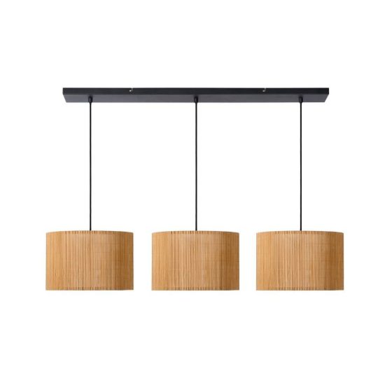 Lampadario a sospensione con 3 pendenti per soggiorno moderno naturale nero