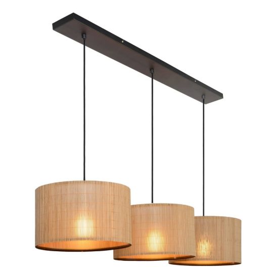 Lampadario a sospensione con 3 pendenti per soggiorno moderno naturale nero