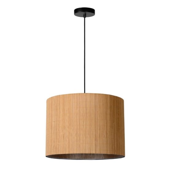 Lampadario a sospensione a cilindro per soggiorno moderno naturale nero