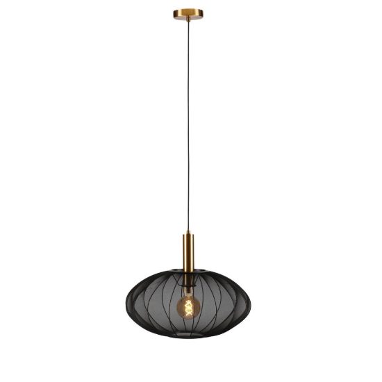 Lampadario a sospensione ovale per soggiorno contemporaneo nero oro
