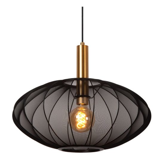 Lampadario a sospensione ovale per soggiorno contemporaneo nero oro