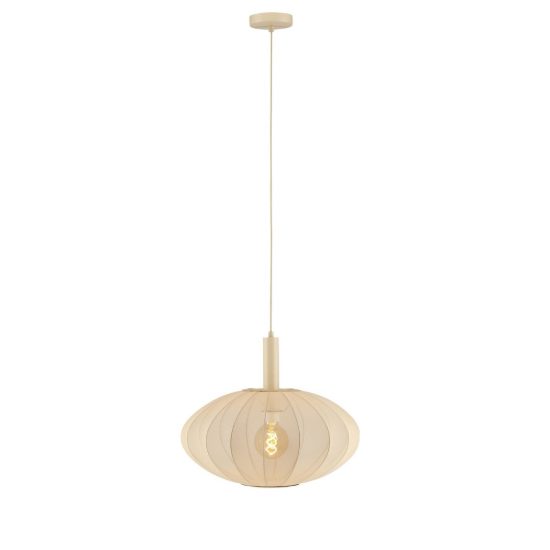 Lampadario a sospensione ovale per sala da pranzo moderno crema