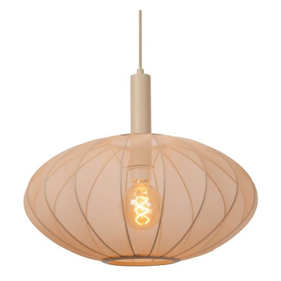 Lampadario a sospensione ovale per sala da pranzo moderno crema