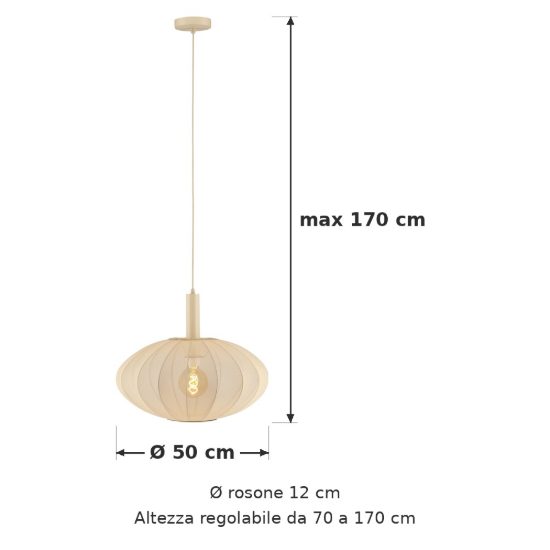 Lampadario a sospensione ovale per sala da pranzo moderno crema