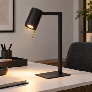 Lampada da scrivania con faretto orientabile per studio contemporanea nero
