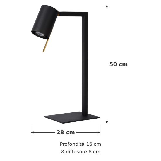 Lampada da scrivania con faretto orientabile per studio contemporanea nero