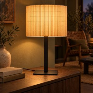Lampada da tavolo a cilindro per soggiorno moderna naturale nero