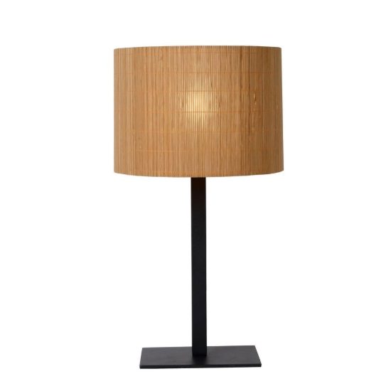 Lampada da tavolo a cilindro per soggiorno moderna naturale nero