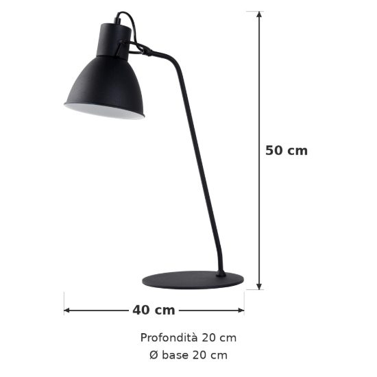 Lampada da scrivania a campana per studio moderna nero